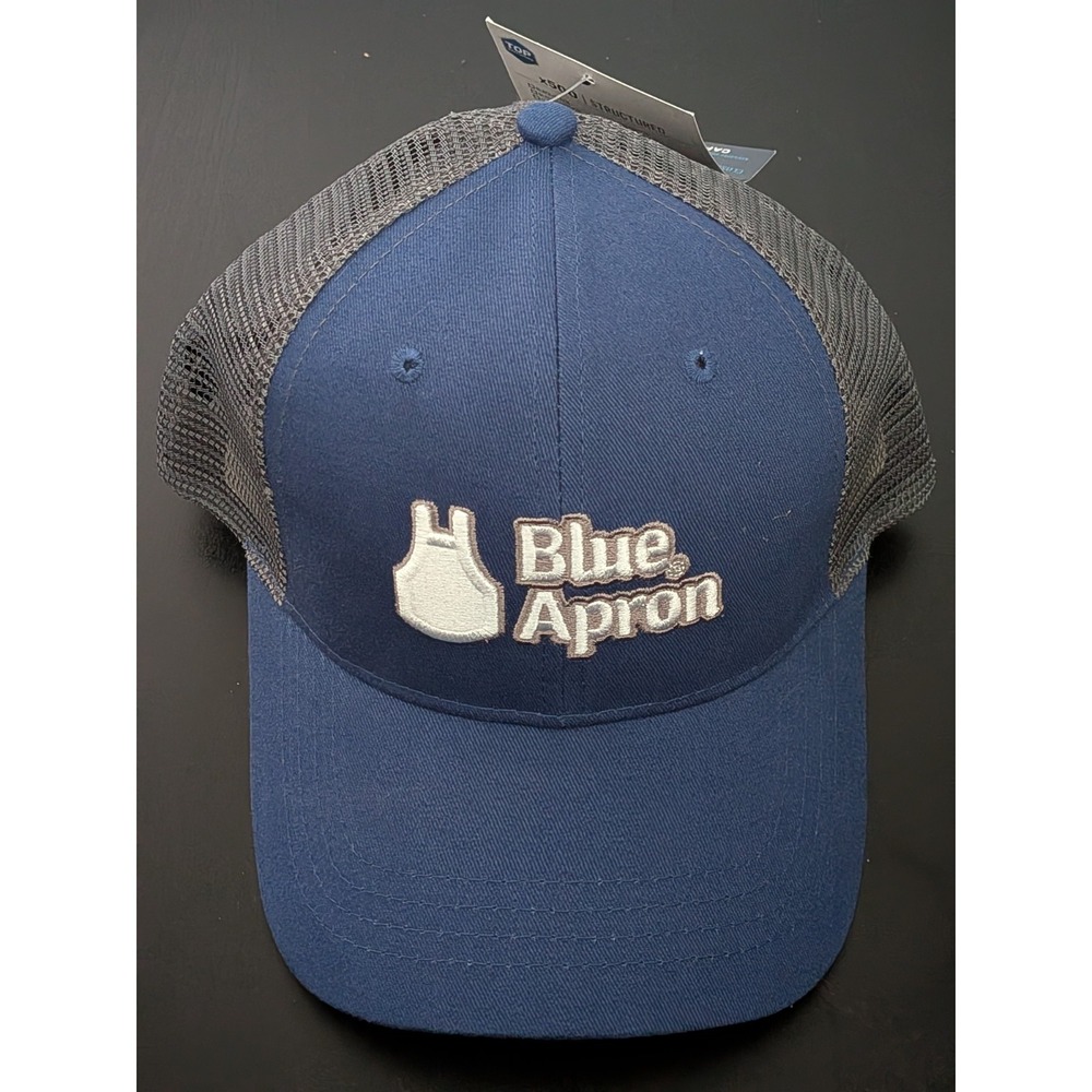 Blue Apron Cooking Snapback Trucker Hat Blue Gray Mesh Back NWT Cap America